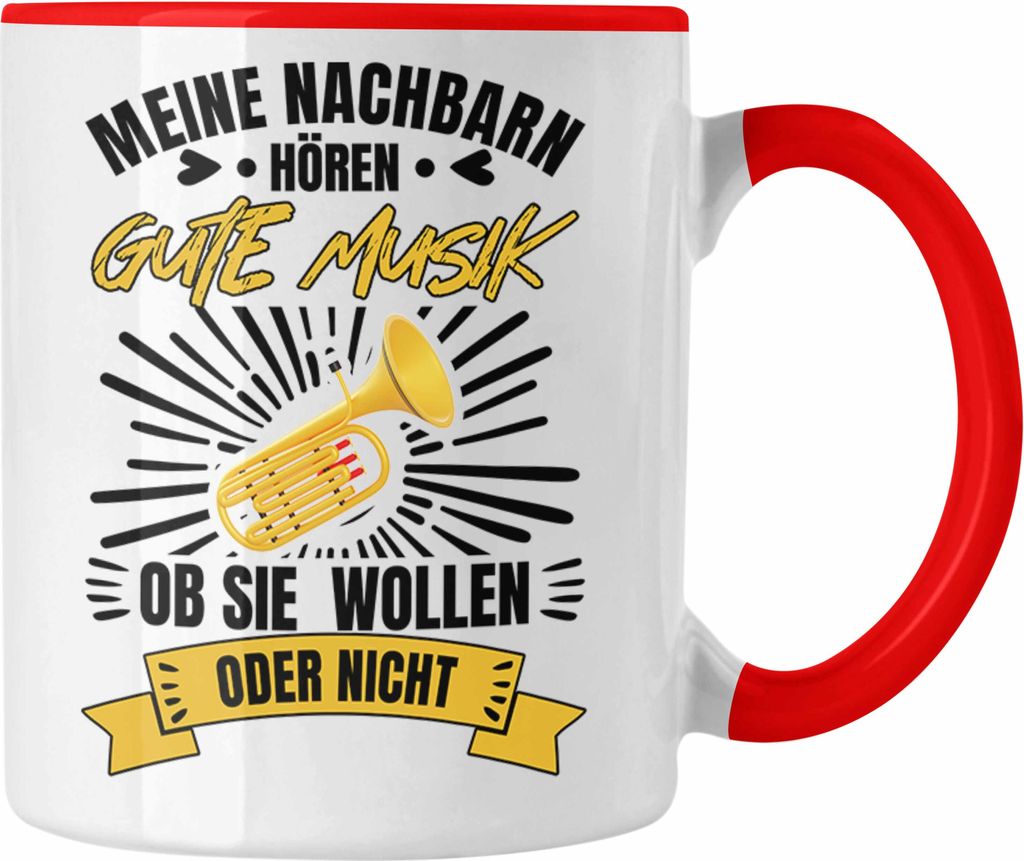 Trendation - Tuba Geschenk Trompete Tasse Geschenkidee Trompetenspieler Orchesta Geschenke (Rot)