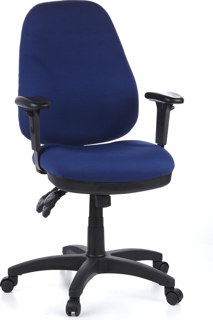 hjh OFFICE Profi Bürostuhl ZENIT PRO Ergonomischer Schreibtischstuhl mit Armlehnen (höhenverstellbar) Stoff Blau Drehstuhl für Büro, Zuhause