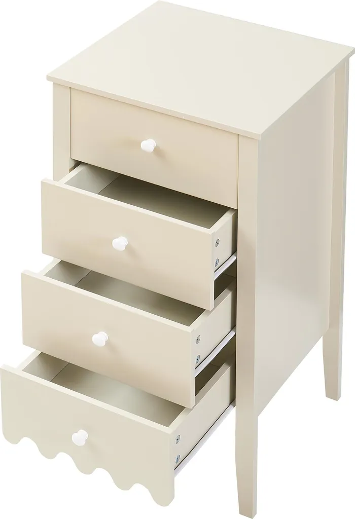 Commode 4 tiroirs Luspoo 82 cm blanc crème structure robuste chic