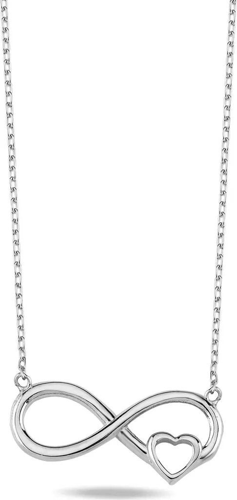 Bijou femme : Collier Infini cœur en argent 925 et finition rhodium