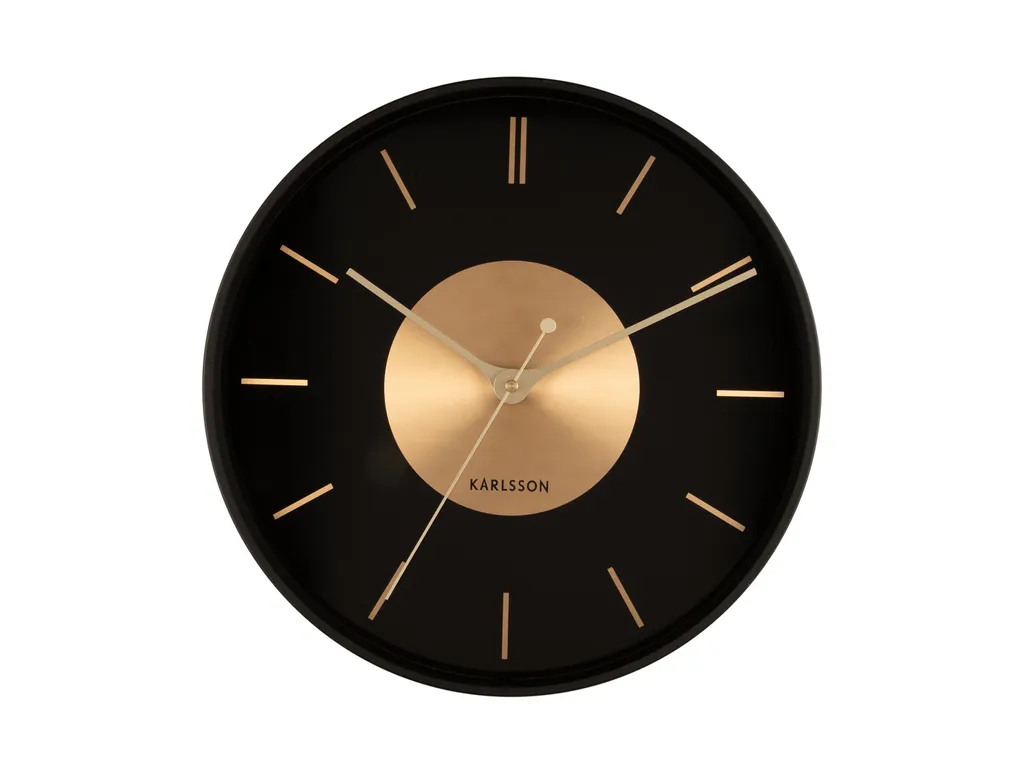 Karlsson Horloge Murale Gold Disc Noir - Pendule Design Minimaliste 35cm