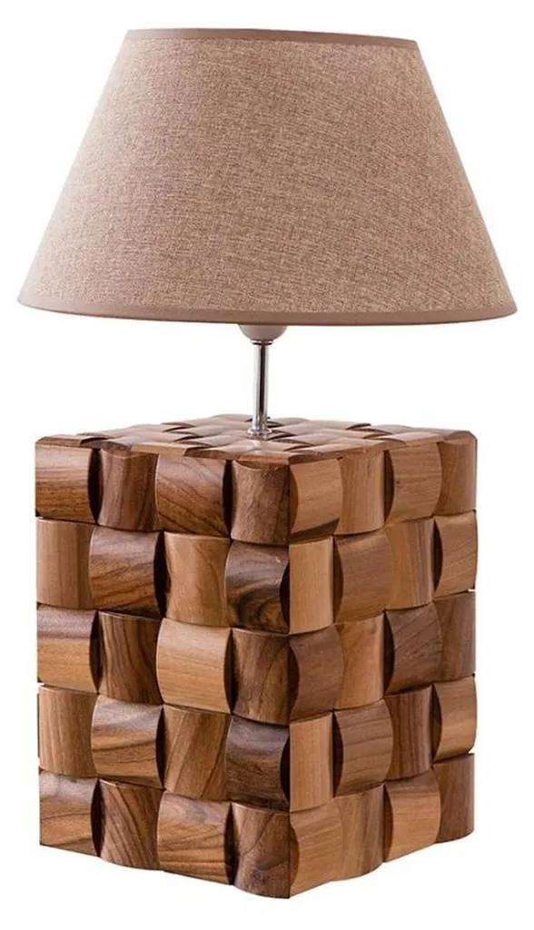 Lampe de couronnement marron en métal et tissu design moderne 45cm