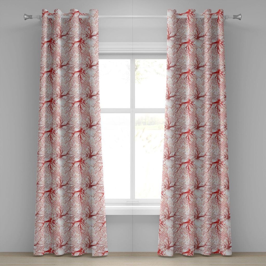 ABAKUHAUS Koralle Ösenvorhang, Einfarbiges Aquarell-Bild des blattlosen Fall-Herbst-Baum-Niederlassungs-friedlichen Druckes, Dekorative 2-Panel-Fe...