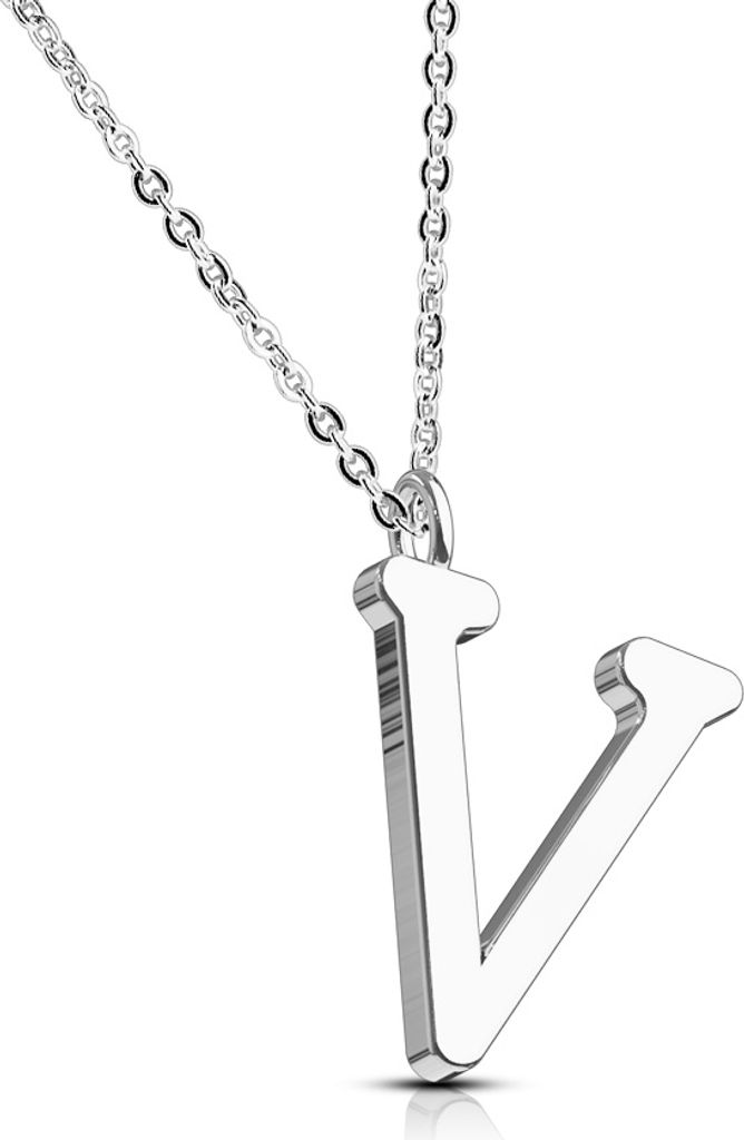 V - Kette Buchstaben Anhänger Silber aus Edelstahl Damen V