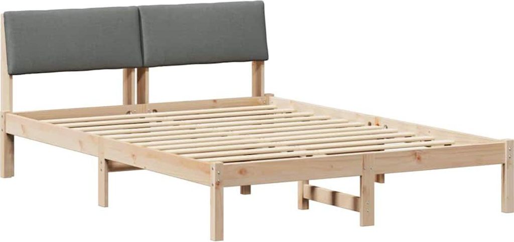 vidaXL Bettgestell Braun und Dunkelgrau 160 x 200 cm Massivholz Kiefer