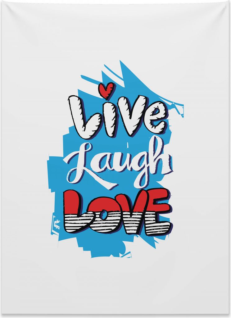 Abakuhaus Lebe lache Liebe Wandteppich, Grunge Graffiti aus Weiches Mikrofaser Stoff Kein Verblassen Klare Farben Waschbar, 110 x 150 cm, Schwarz B...