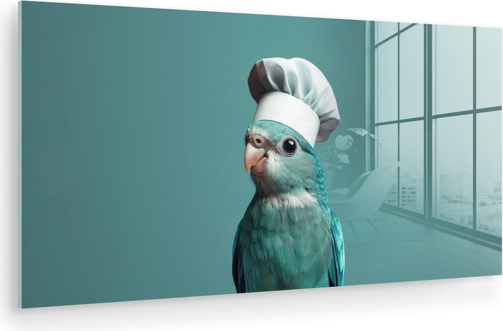 MuchoWow Glasbilder - Bilder auf Wandbild - Foto auf Glas Sittich - Vogel - Kochmütze - Niedlich 40x20 cm Wanddekoration aus Glas - Acrylglasbild ...