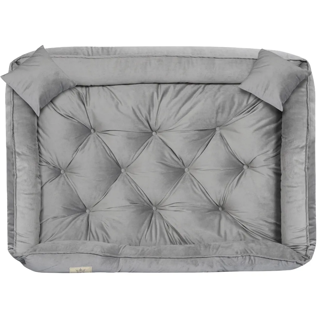 Lit pour chien en velours doux gris avec oreiller de couchage