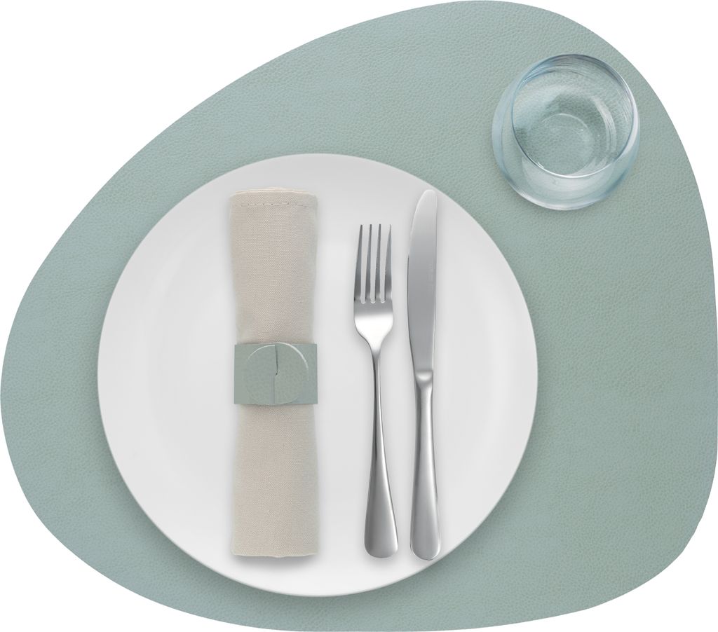Tischset Skinnatur "Icy Grey" - Platzdeckchen - Platzsets - Oval - Recyceltes Leder - Blau/Grau - 46x40cm - 1 Stück