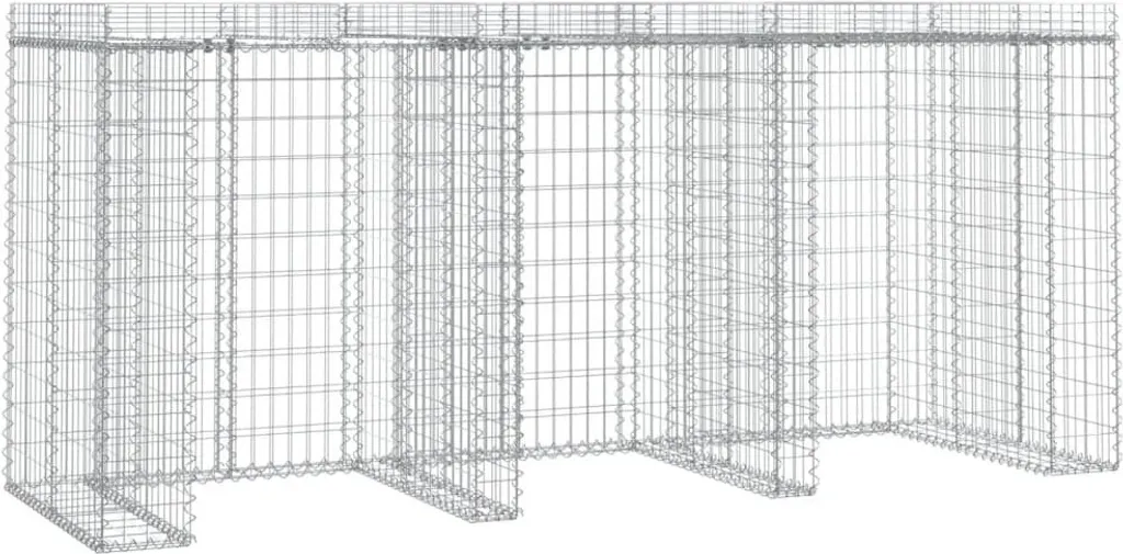 Cache-poubelle triple en gabion acier pour aménagement extérieur chic