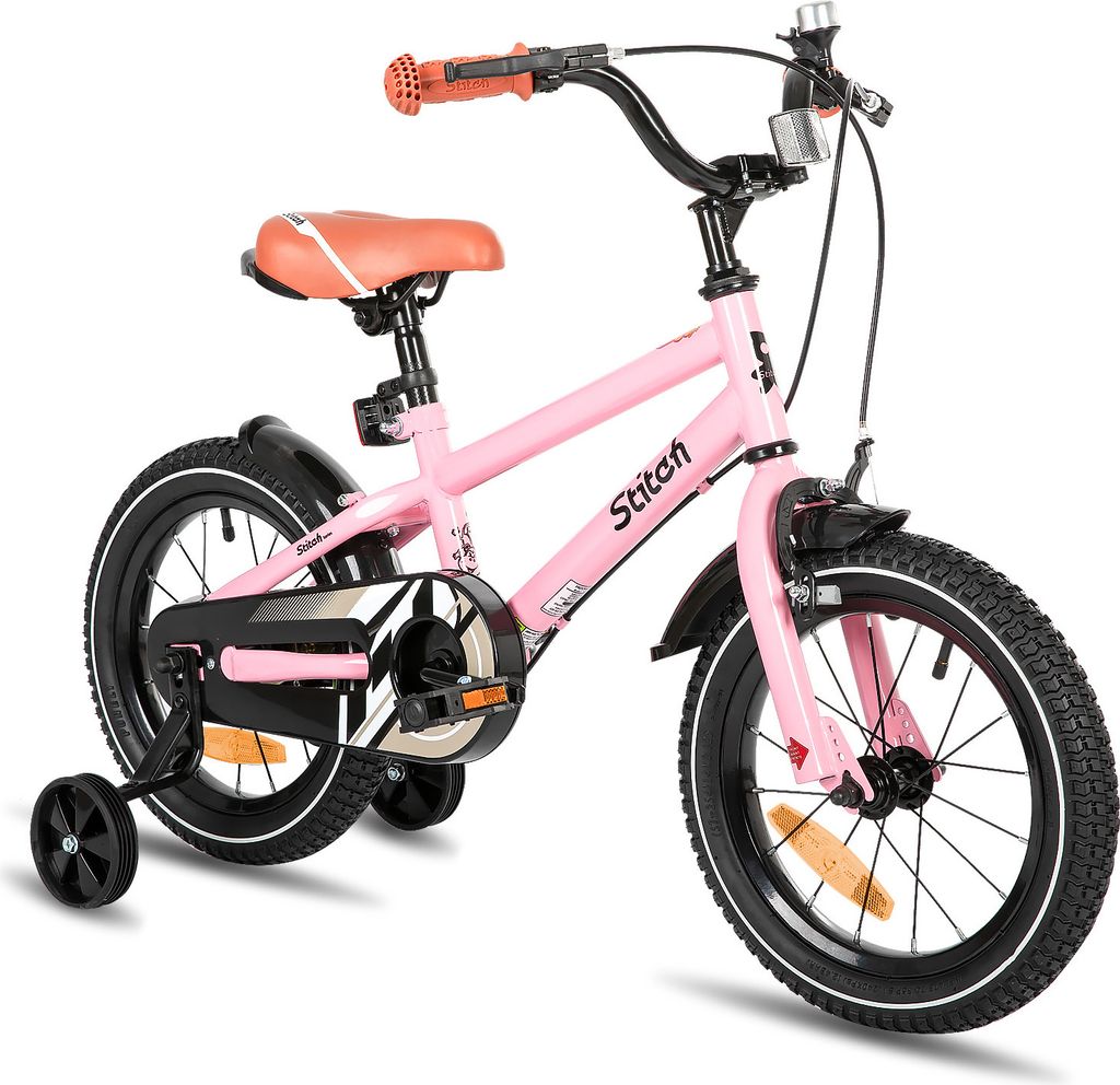 STITCH 12/14/16/18/20 Zoll Kinderfahrrad für 2-11 Jahr Jungen Mädchen,mit Stützräder, Kotflügel, Front and rear dual brakes, Reflektorplatte, ...