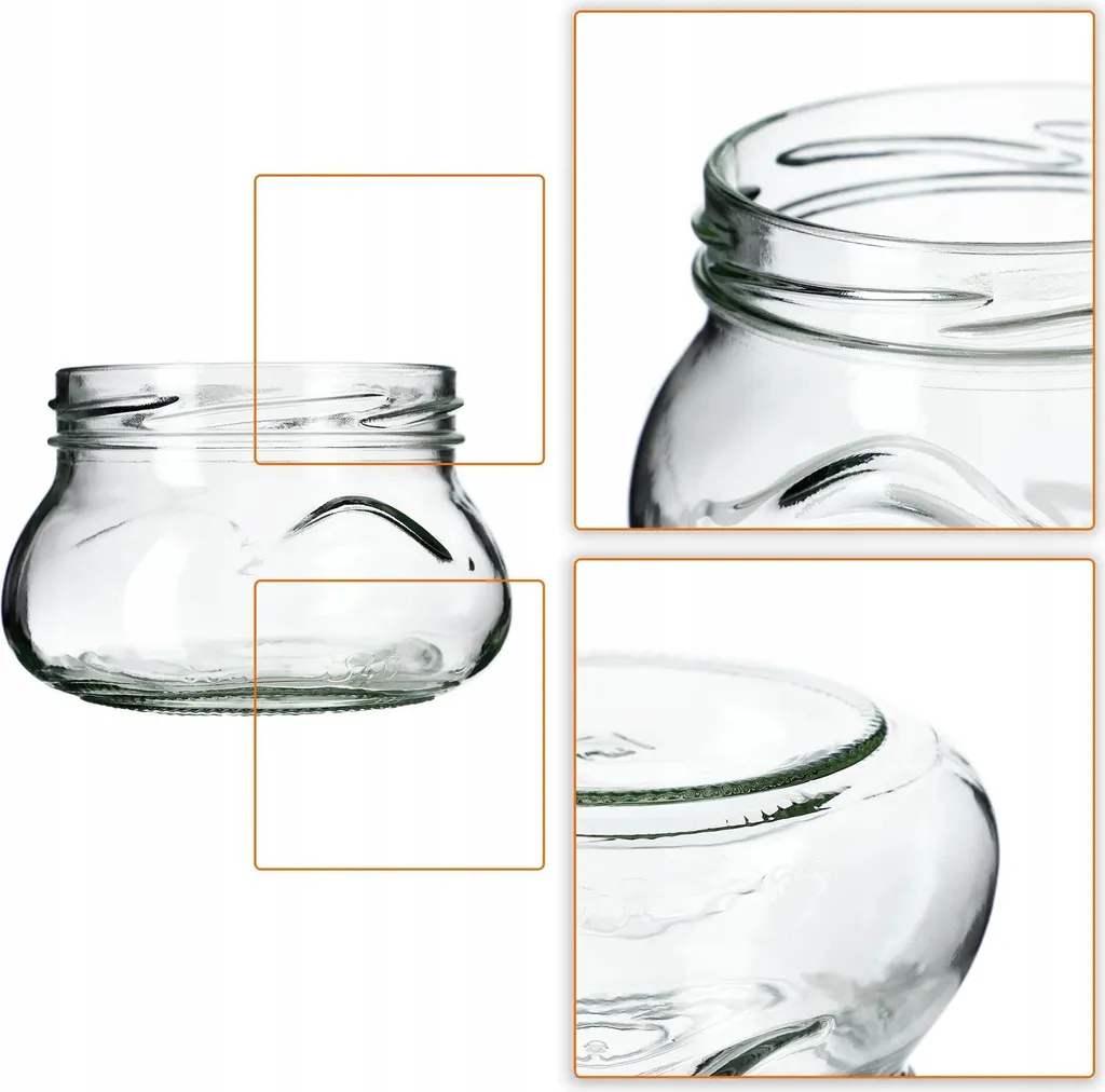 Barattoli di vetro - Set da 10 - 300 ml - Tappo a vite Ø82 mm - Per miele e marmellata - Adatti al contatto con gli alimenti