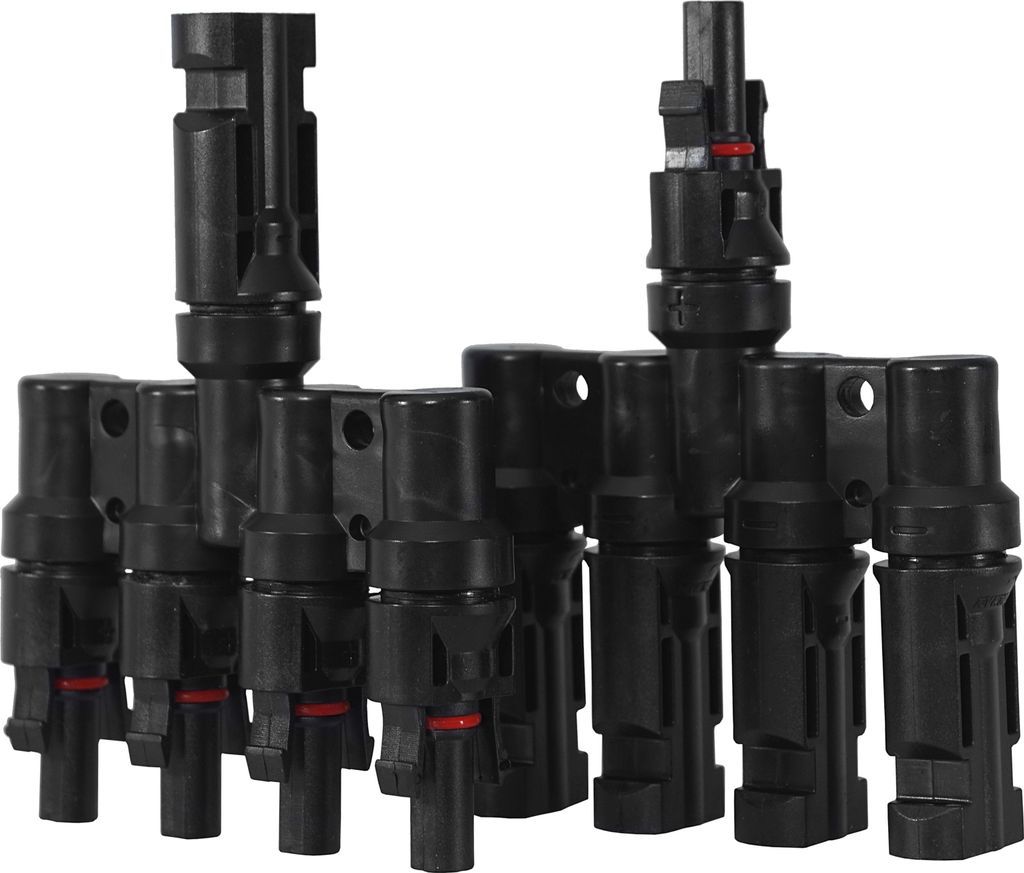 T Solarstecker Verteiler Buchse für MC4 Solarpanel Adapter Paar Solarkabel +/- 4-Fach Verbinder Photovoltaik