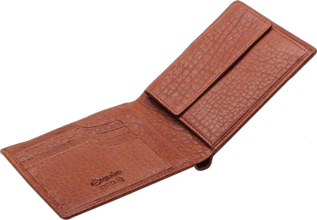 Esquire Frankfurt Wallet en cuir Cognac - Porte-monnaie marron compact