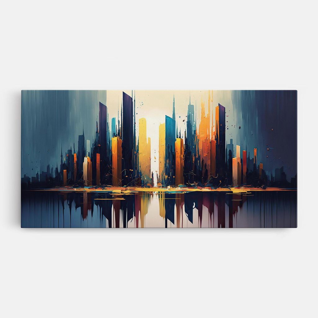 ARTHUB Leinwandbild 60x120 cm, City Pain Art | Wohnzimmerdekoration, Hängende Bilder, Wanddekoration, Heimdekoration, Landschaften, Städtisch