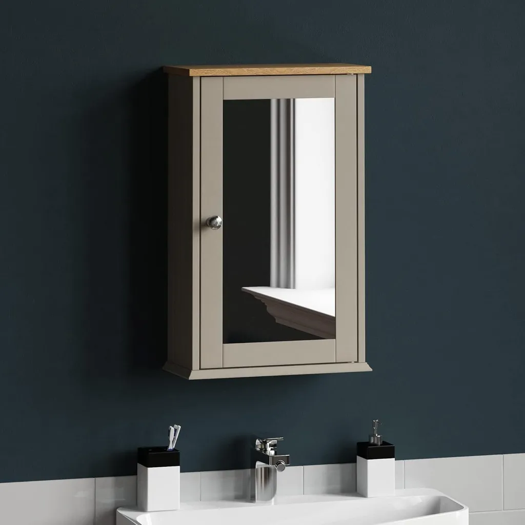 Armoire de salle de bains murale chêne gris avec miroir 60x50x15 cm