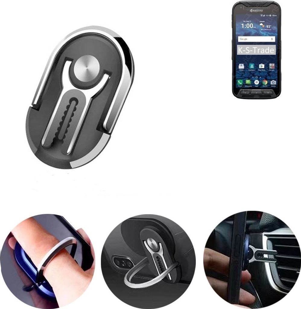 K-S-Trade 3in1 Smartphone-Ring Handy-Ring kompatibel mit Kyocera DuraForce Pro KC-S702 Fingerhalterung Handyring Tischständer