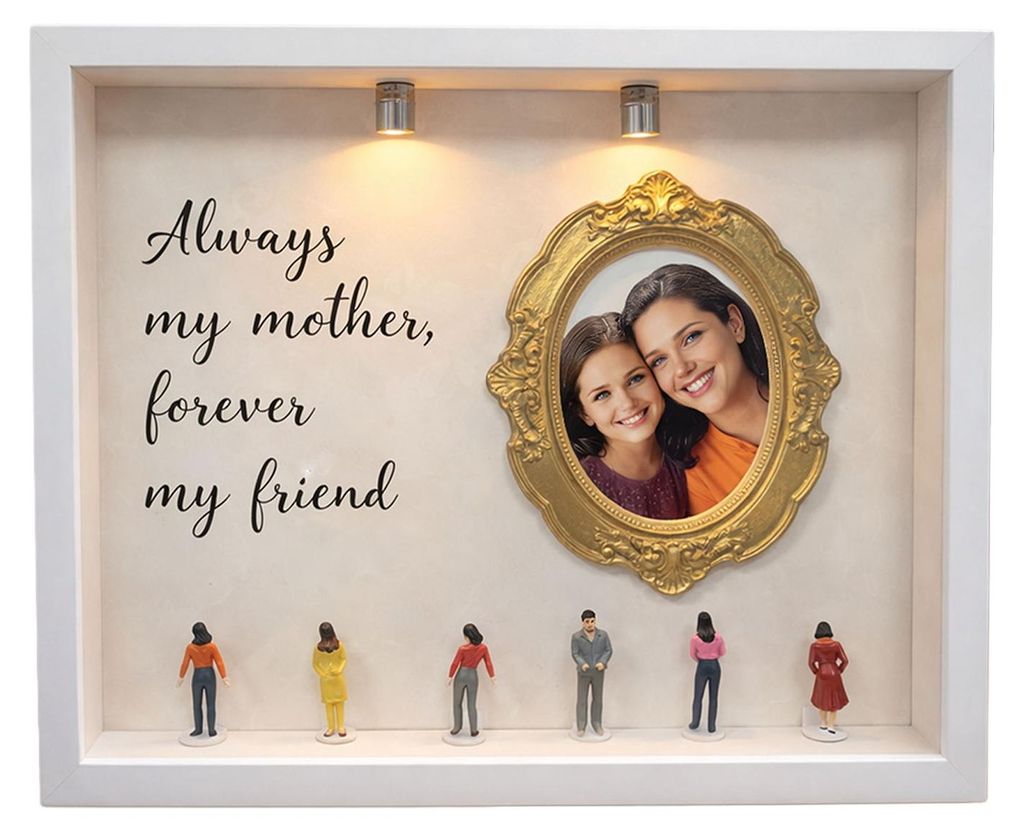 DIY Mini-Museum Silhouette Box Personalisierte Foto-Erinnerungsvitrine mit Goldrahmen Figuren Schattenbox-Rahmen-Set mit Beleuchtung Geschenk zum M...