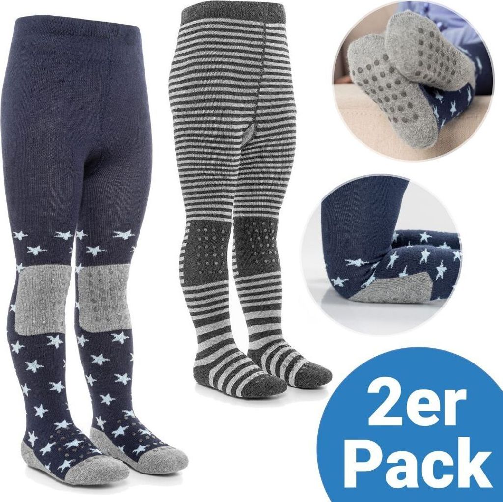 LaLoona Krabbel-Strumpfhose 2er Pack - Sterne Marine Produktbild 