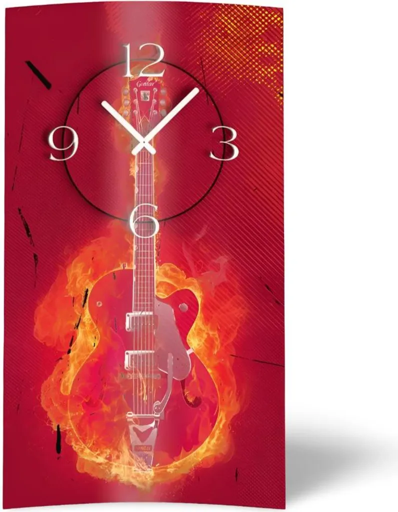 Horloge murale silencieuse sans tic-tac design guitare rock 3D 0120