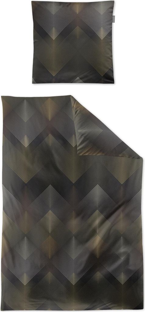 Irisette Mako-Satin Bettwäsche-Garnitur Wave 8539 Farbe grau 135x200+80x80cm