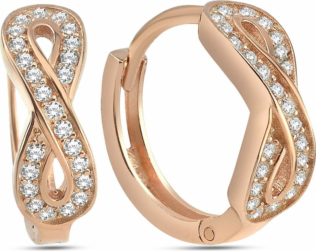 Dkeniz Creolen 925/- Sterling Silber 2 cm Rosé Zirkonia weiß 145230037