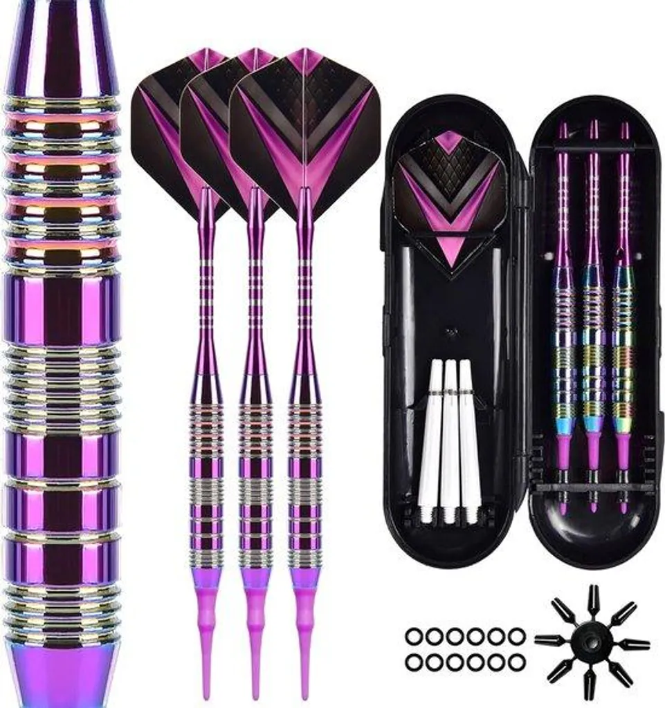 Fléchettes souples anti-rebond pointe en plastique violette lot de 3