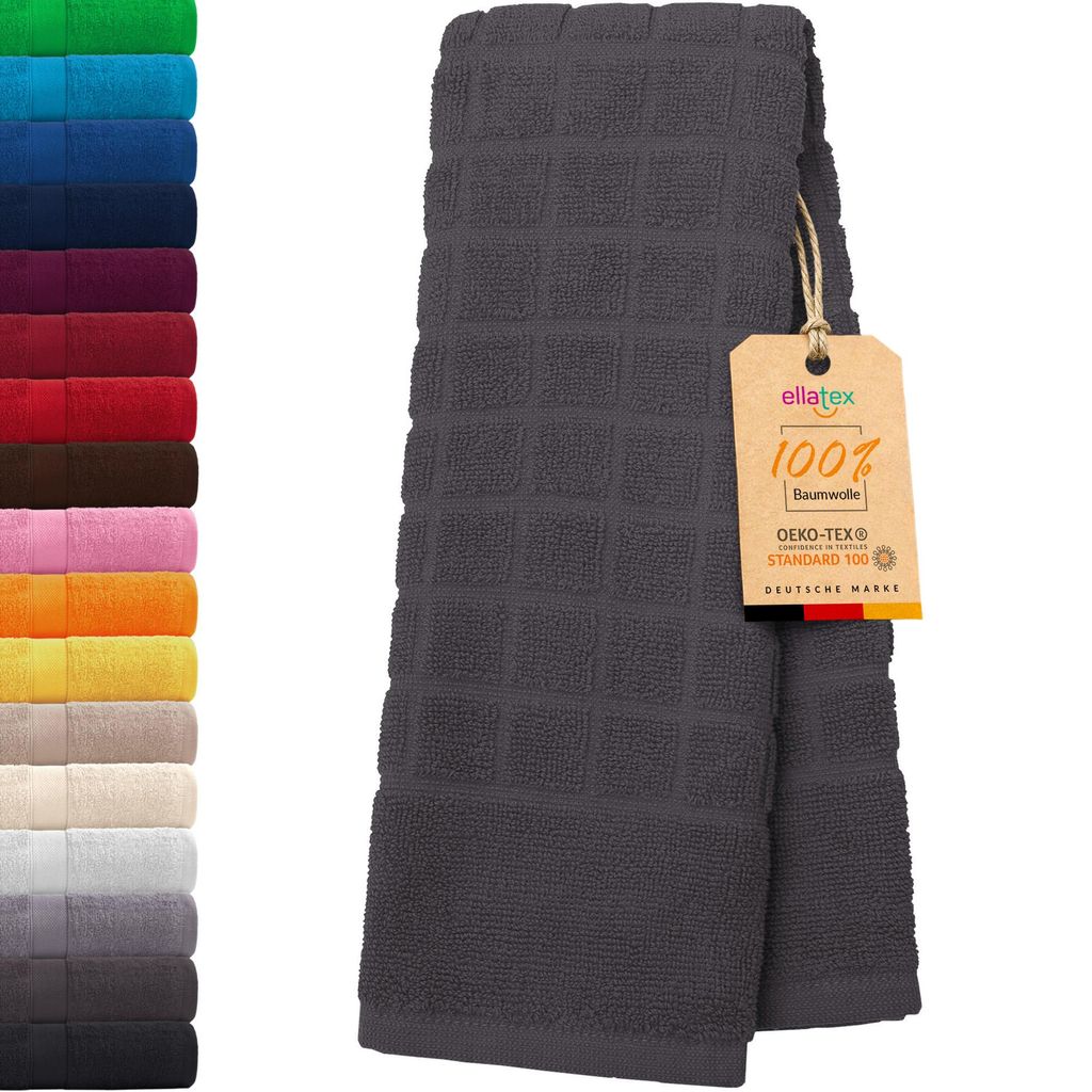 EllaTex PARIS Duschvorleger 50x70 cm – 100% Baumwolle, 700 g/m², flauschige Badematte, in Farbe: Graphitgrau