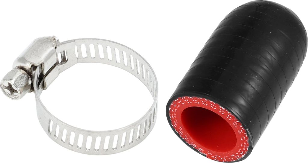 1 Stk. 30mm Länge 16mm/0,63" ID Schwarz Rotes Auto Silikon Gummischlauch Endkap-pe mit Schellen Silikon Verstärkte Blindkap-pe für Bypass-Rohr U...