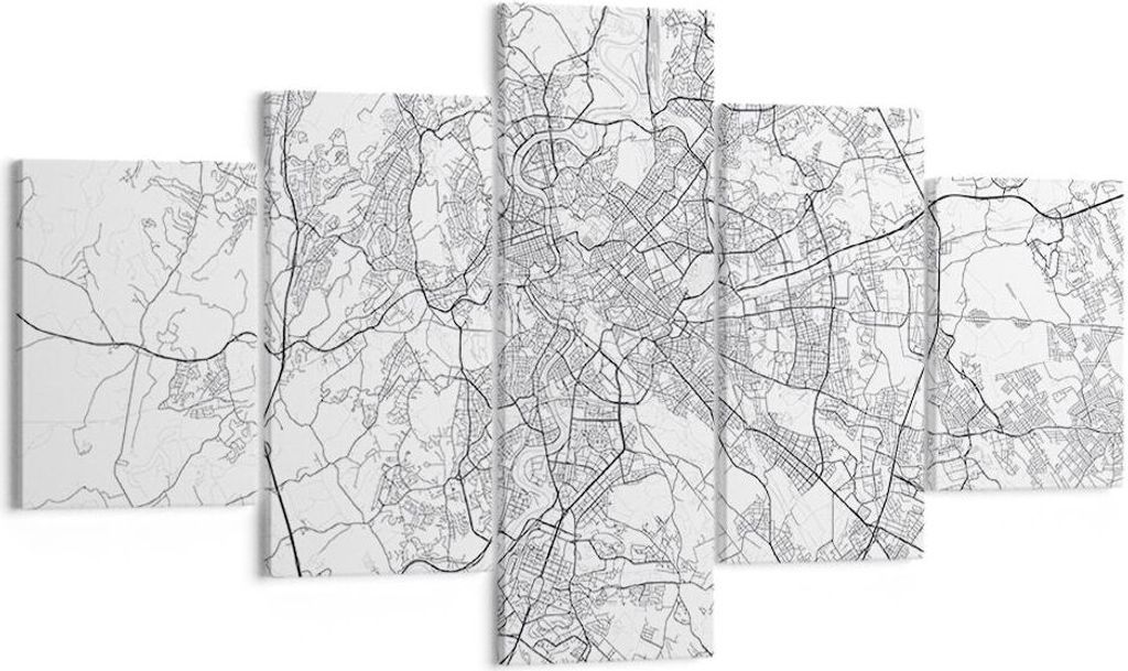 Bild auf Leinwand - Leinwandbild - 5 Teile - Stadt Karte Rom - 125x70cm - Wand Bild - Wanddeko - Wandbilder - Leinwanddruck - Bilder - Wanddekorati...