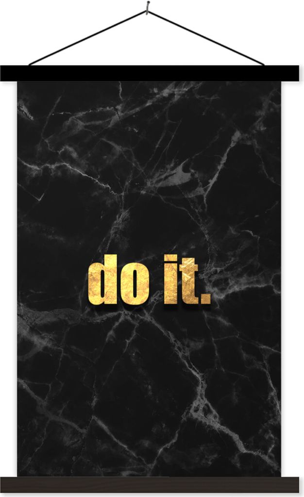 MuchoWow Textilposter Zitate - Motivation - Gold - Schwarz 120x180 cm mit schwarzem Rahmen - Fotos