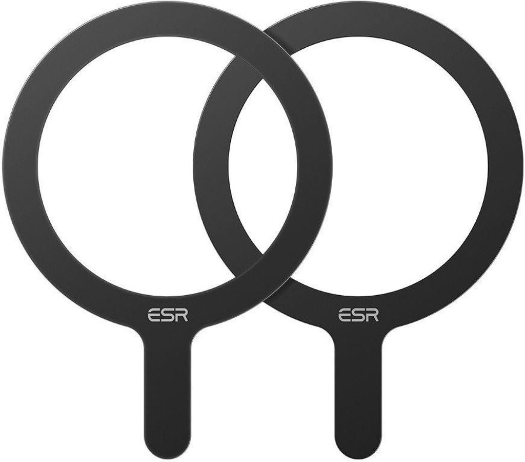 Two black magnetic rings with handles, branded ESR, are shown against a white background.
