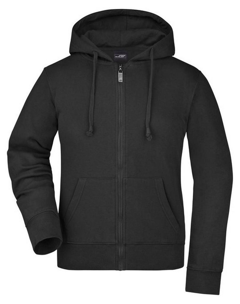 James and Nicholson - Hoodie mit durchgehendem Reißverschluss für Damen LT2448 (XL) (Schwarz)