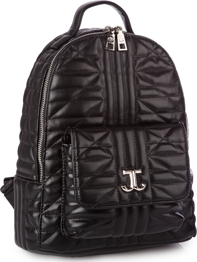 Elegant Damen Rucksack Jennifer Jones, Schwarz, Kunstleder, mit Reißverschluss Daypack Tasche 23x30x13 cm