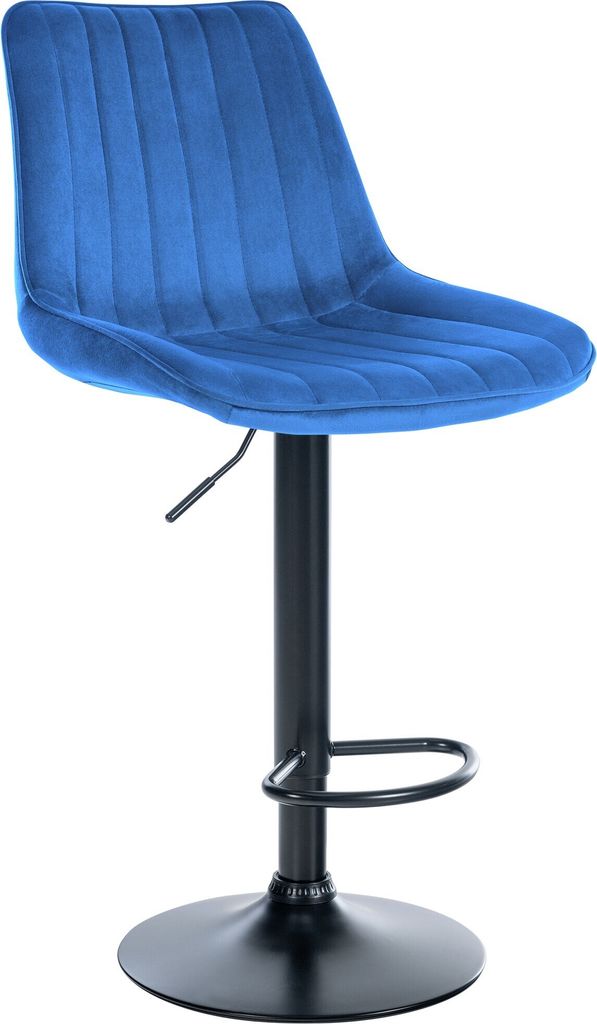 CLP Barhocker Toni Samt höhenverstellbar und drehbar Farbe:blau;Gestell Farbe:schwarz