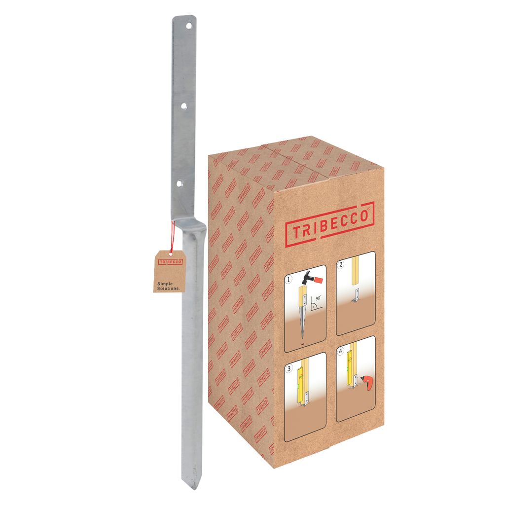 TRIBECCO L-Pfostenträger 40x700 mm, extra lang, Stahl feuerverzinkt, zum Einschlagen in Boden