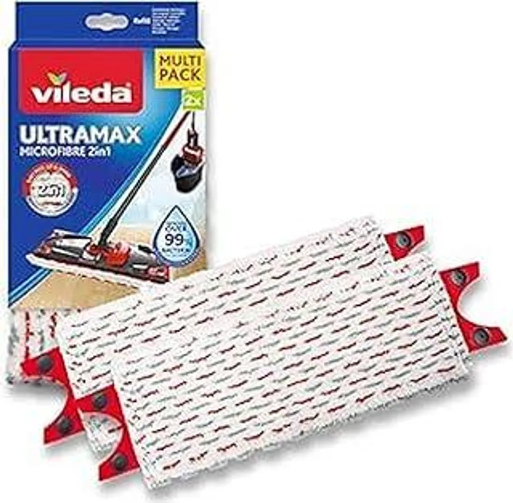 Vileda Ultramax Power Ricarica 2 Pezzi - Microfibra Bianco Rosso Originale