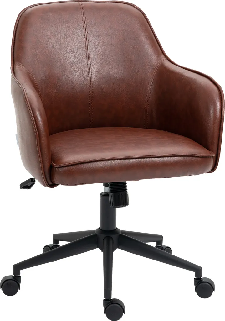 Fauteuil de bureau pivotant marron réglable pour salon et télétravail
