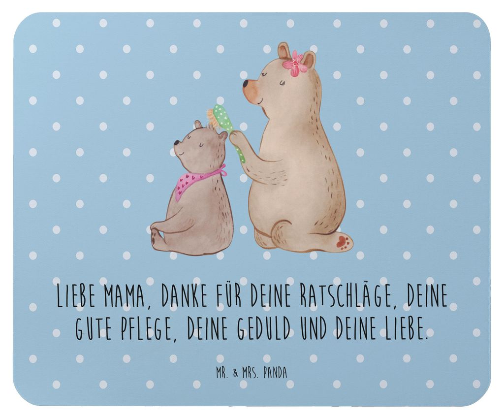 Mr. & Mrs. Panda Mauspad Bär Kind - Blau Pastell - Geschenk, Mousepad, Muttertag, pc, Mouse Pad, Mama, laptop, Mom
