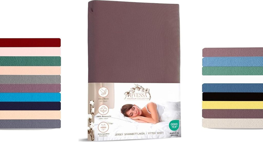 Jersey Spannbettlaken 140x200 cm 100% Baumwolle Taupe Produktbild 1