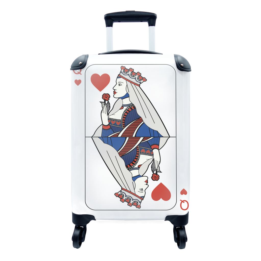 MuchoWow Koffer Handgepäck Trolley Rollkoffer Kleine Reisekoffer mit 4 Rollen - Rote und blaue Illustration einer Herzkönigin - Cabin Size < 55...