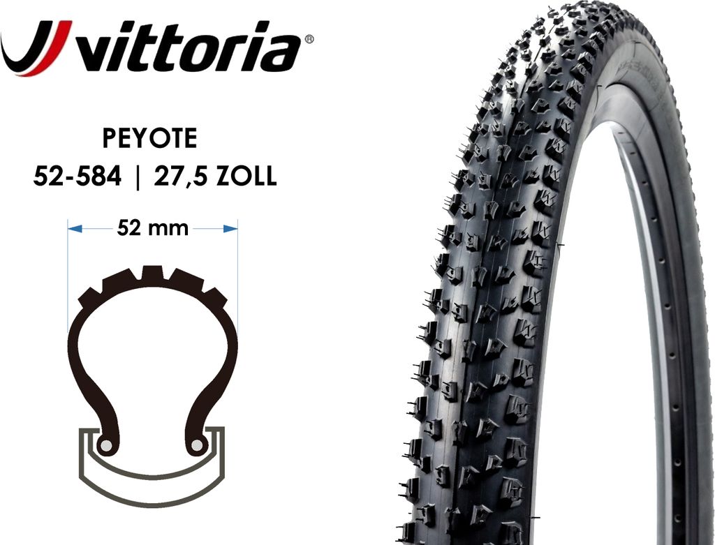 27.5 Zoll Vittoria Peyote Fahrrad Falt Reifen 27.5x2.1 MTB Produktbild 