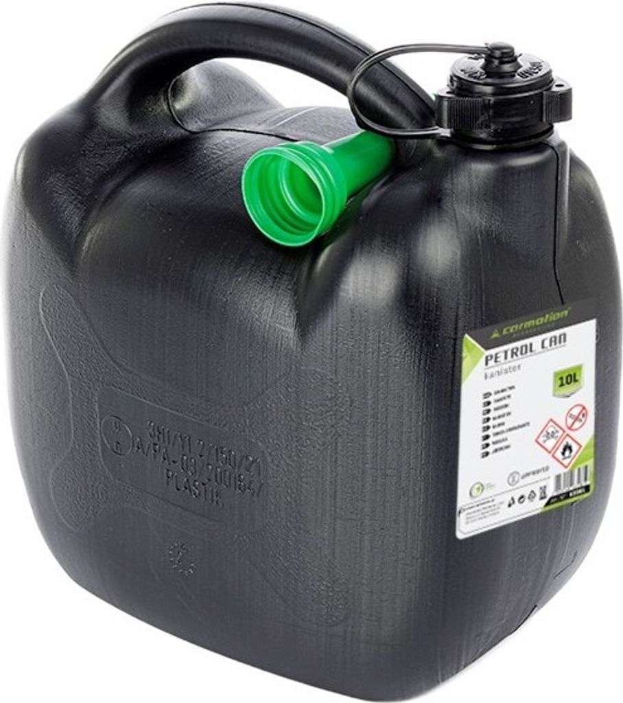 Benzinkanister aus Kunststoff, 10L, oval, schwarz Produktbild 