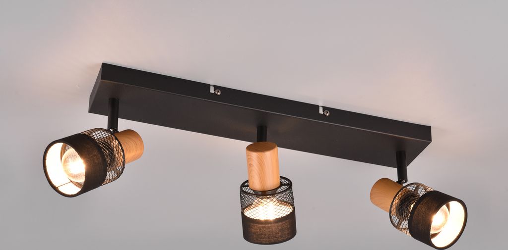 LED Deckenstrahler 3-flammig mit Holz, Deckenleuchte Wohnzimmer & Schlafzimmer