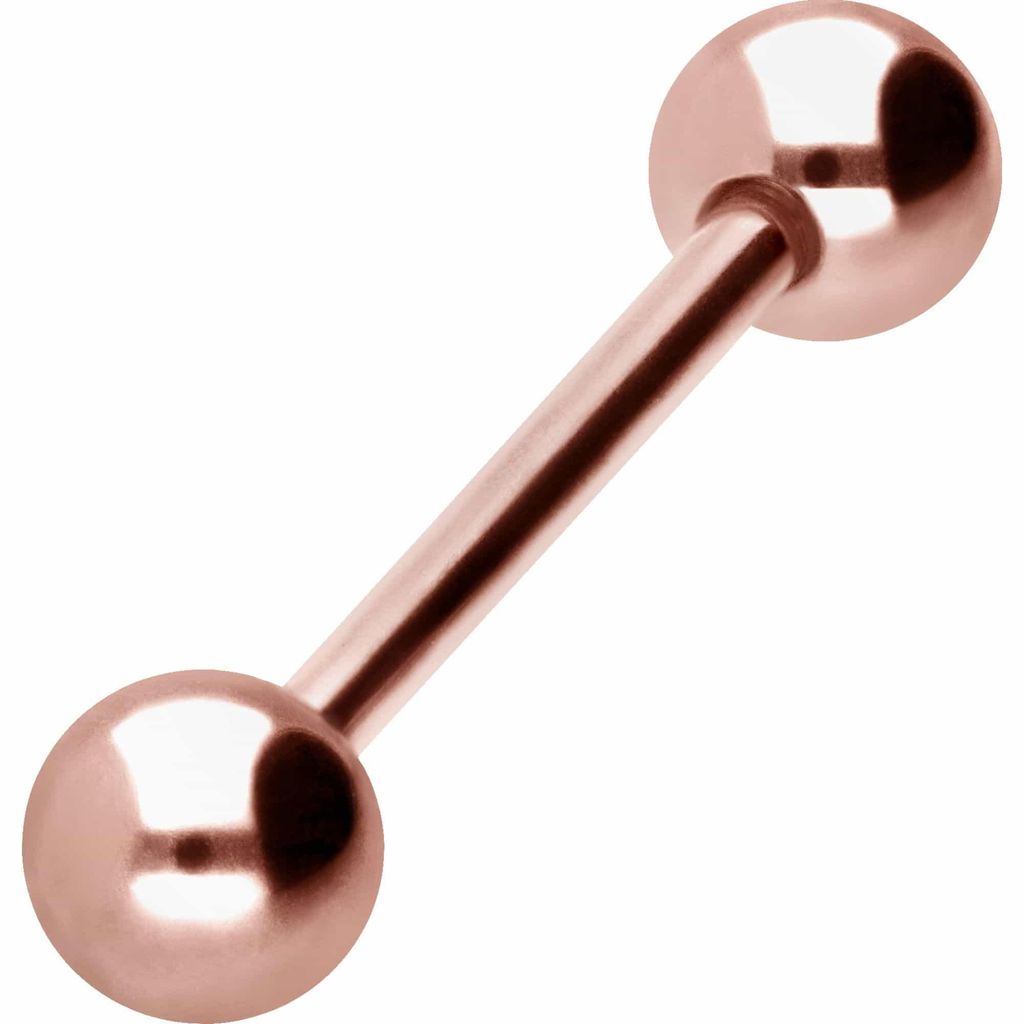 Zungenpiercing, Intim-Piercing Chirurgenstahl Barbell RoséGold Stablänge: 12mm + Stabstärke: 1,2mm + Kugelgröße: 4mm
