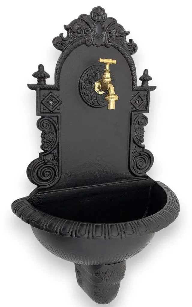 Fontaine murale fonte anthracite H78 - Robuste et décorative 41cm