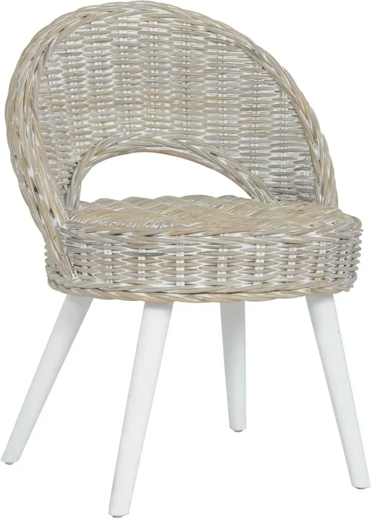 Fauteuil Kubu-Rattan Blanc - Chaise en rotin tressé naturel fait main