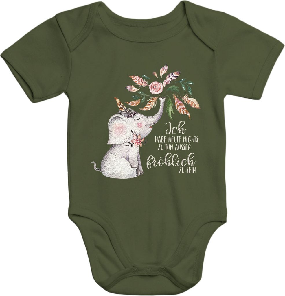 kurzarm Baby-Body mit Aufdruck Elefant Ich habe heute nichts zu tun außer fröhlich zu sein Baumwolle Moonworks 6-12 Monate