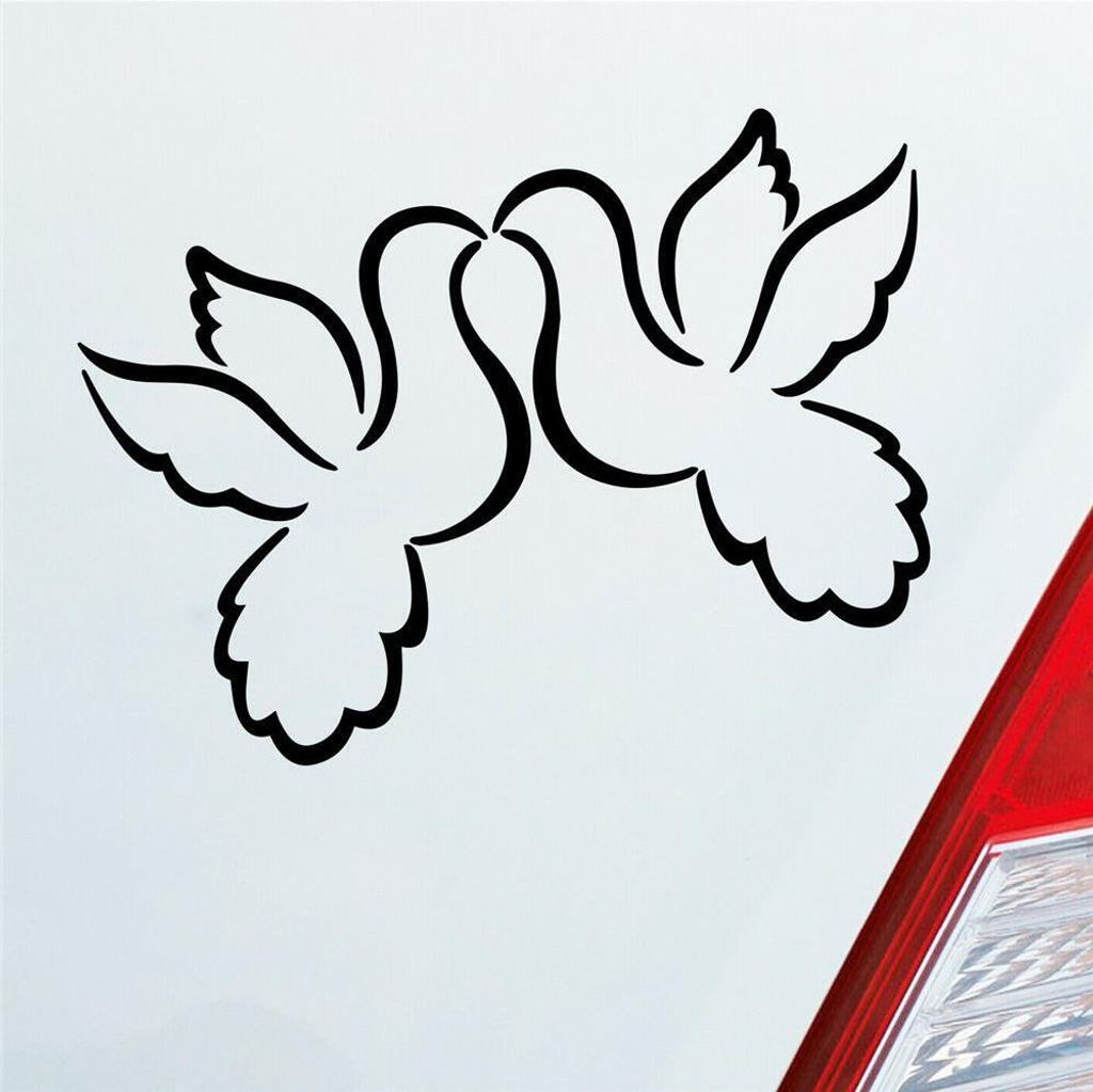 Auto Aufkleber Liebestauben Liebe Love Taube Hochzeit 12x9 cm Schwarz Glanz Sticker Heckscheibenaufkleber