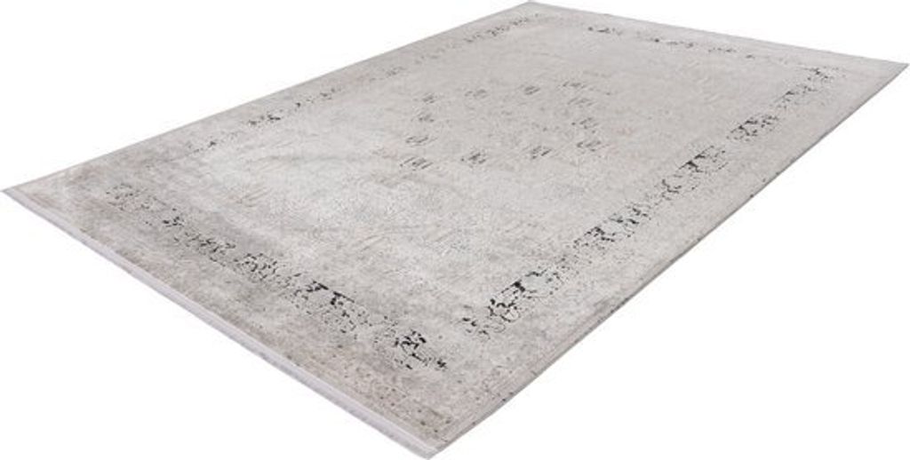 Lalee Diamond hochwertiger Teppich 2.000.000 Punkte m2 Viskose Acryl super weicher exklusiver Teppich kurze Fransen 200x290 cm silbergrau